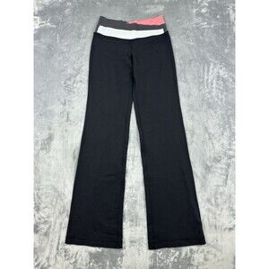 Lululemon Astro Pants Sz 4 Black Pink Gray Crossover Layered Waist Flare Yoga